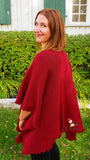 Flower Shawl Wine Red Châle Fleuri Rouge Vin