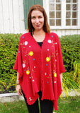 Flower Shawl Red Châle Fleuri Rouge